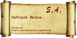 Sefcsik Anina névjegykártya